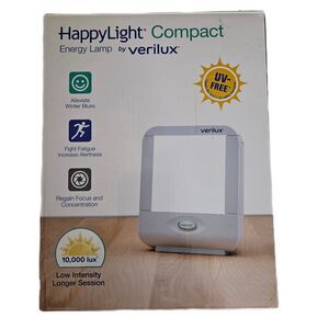 Happy Light Compact Energy Lamp By Verilux For Mental Mood Therapy 10,000 Lux